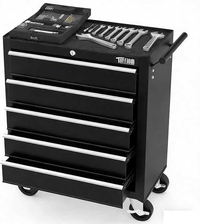 TUFFIOM 5-Drawer Rolling Tool Chest w/Drawers & Lock, Tool Storage Cabinet by TUFFIOM