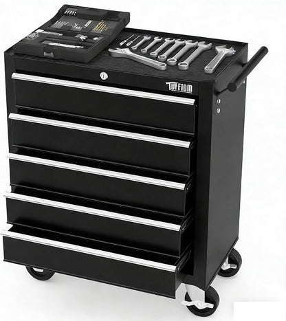 TUFFIOM 5-Drawer Rolling Tool Chest w/Drawers & Lock, Tool Storage Cabinet by TUFFIOM