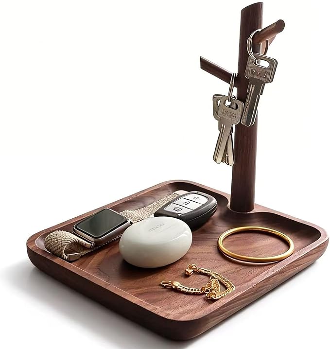 Solid Black Walnut Wooden Key Tray, Key Bowl by Unknown