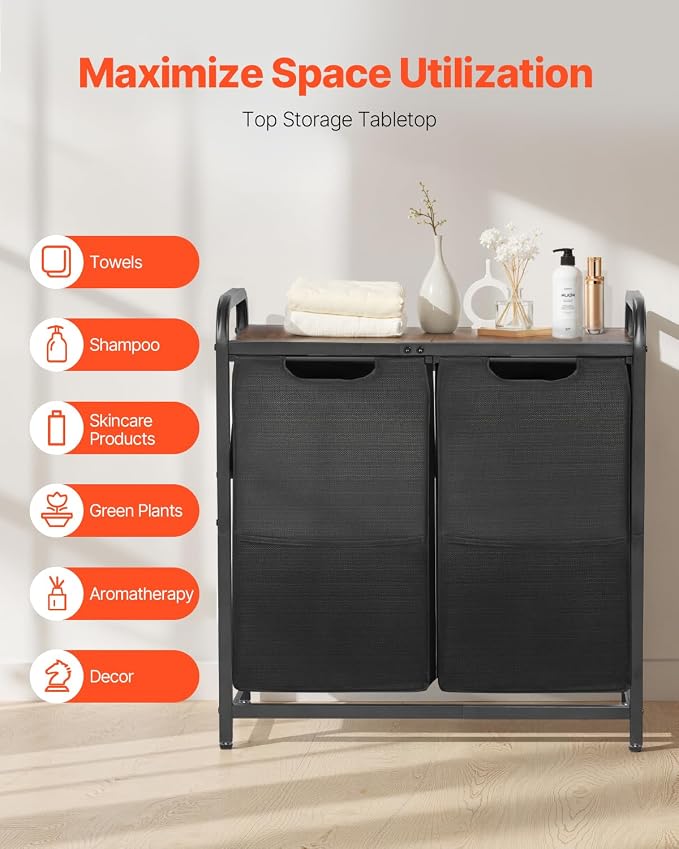 VEVOR 2 Section Laundry Sorter, Large Laundry Hamper - Image 6