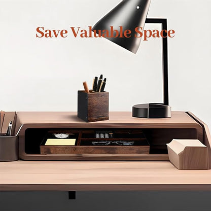 Wooden Desk Tray with Integrated Pen Holder, Luxury Office Organizer - Image 6