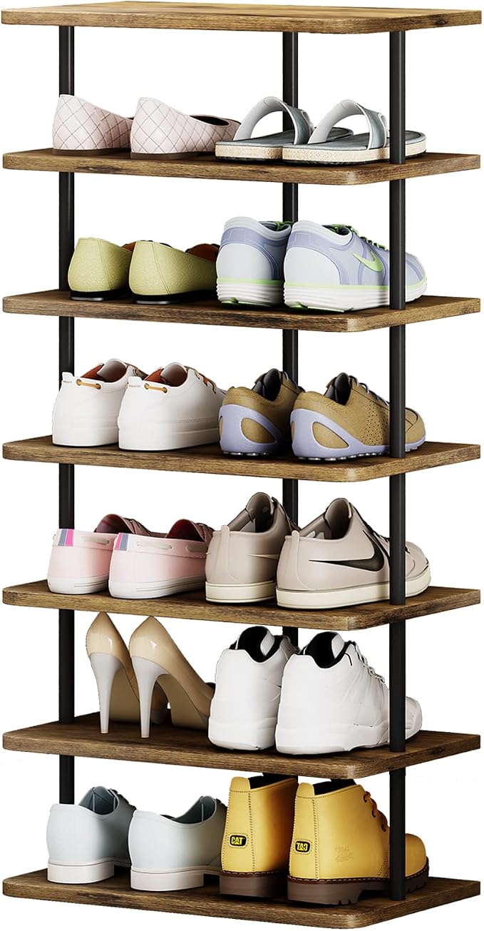 AZERPIAN Shoe Rack Storage Vertical Narrow Shoe Organizer Shelf 7 Tier | Metal by AZERPIAN