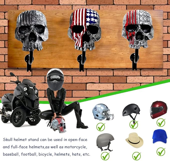 Motorcycle Accessories Helmet Holder Wall Mount, Colour Skull Motorcycle Helmet - Image 4