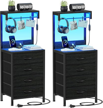 Furnulem Night Stand Set 2, Tall Nightstand by Furnulem