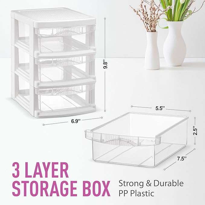 Tribello 3 Drawer Plastic Storage, Mini Drawer Unit - Image 2