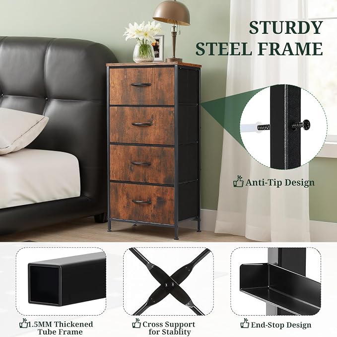 4 Drawers Dresser for Bedroom Fabric Storage Tower - Image 4