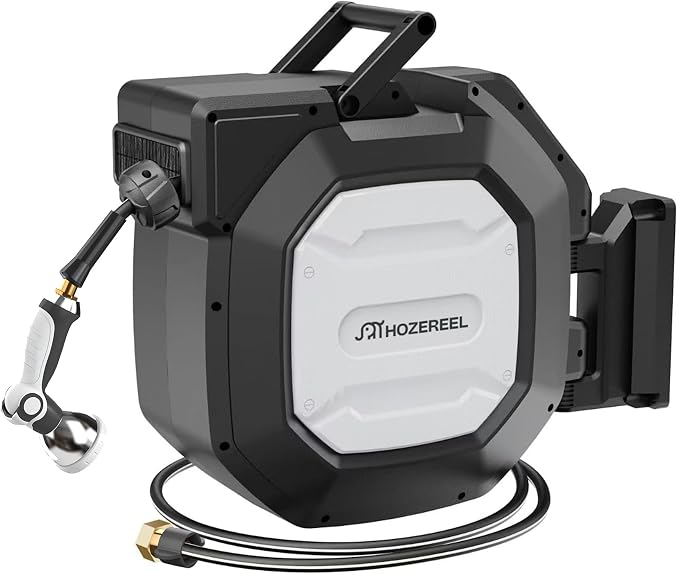 135 ft x 1/2" HOZEREEL Heavy Duty Retractable Garden Hose Reel, Garden Hose by Spaceandtimesaver
