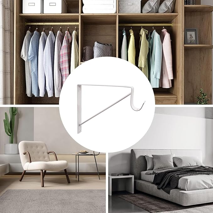 HOME MASTER HARDWARE 10 Pack Heavy Duty Closet Shelf & Rod Brackets, Wall - Image 4