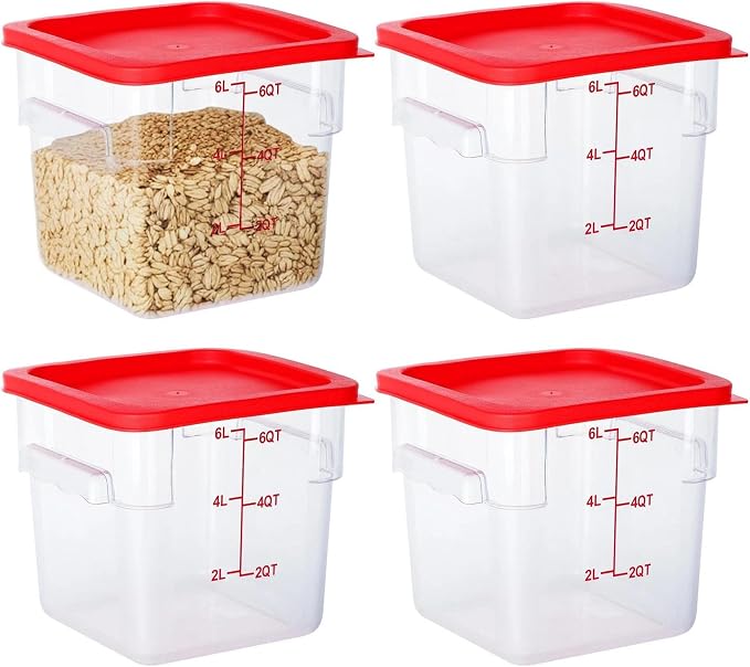 4 Pack Food Storage Containers, 6 Quart by BIEAMA