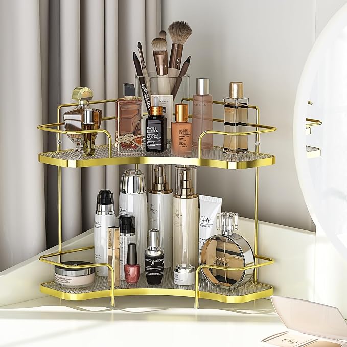 FOLLOWIN 2 Tier Bathroom Corner Countertop Organizer, Make Up Organizers and - Image 2