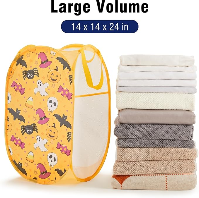 TECHMILLY Collapsible Mesh Pop Up Laundry Hamper - Image 5