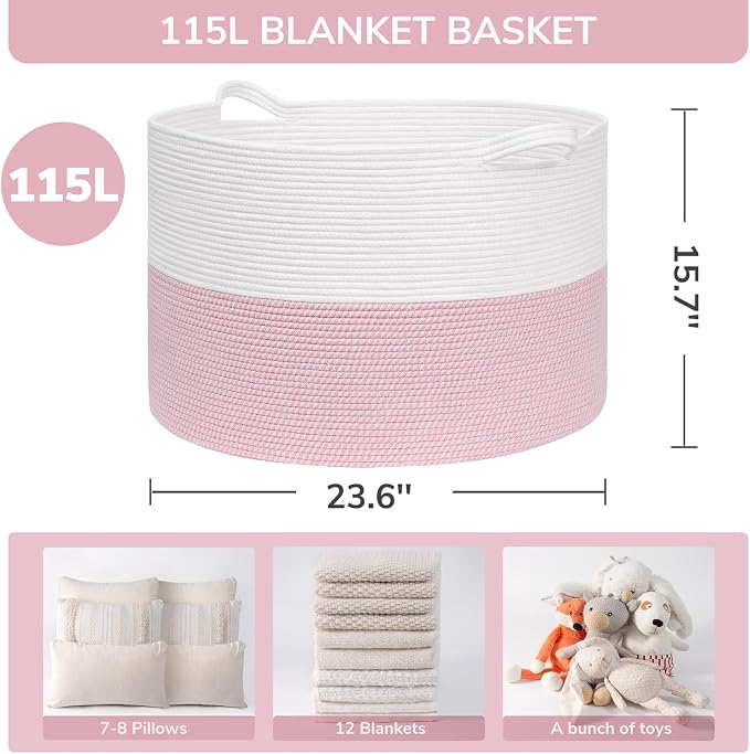 INDRESSME 115L Extra Large Pink Laundry Basket - Image 2