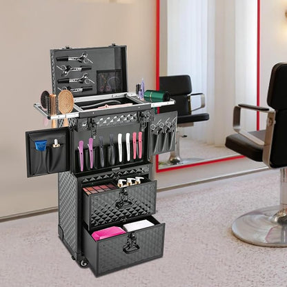 Rolling Makeup Case, Beauty Salon Cosmetic Luggage Travel Organizer - Image 2