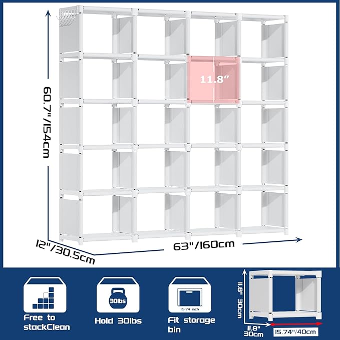 Mavivegue 20 Cube Book Shelf, Storage Organizer, Large DIY Bookcase, Metal Cube - Image 2