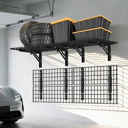 Folding Garage Wall Shelves, 660 lbs Capacity Space Saving Floating Racks - Image 2