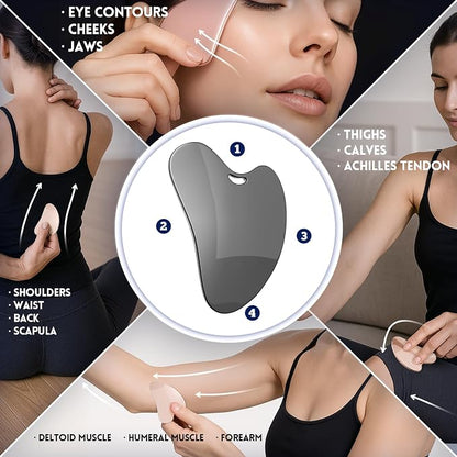 Yeamon Gua Sha Facial Tools and Face Roller Set, Facial Massage Tool - Image 4