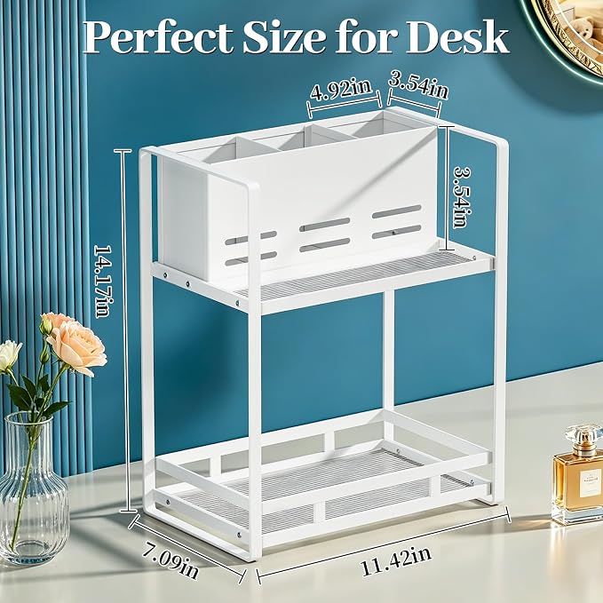 SanDream Hair Tool Organizer Bathroom Countertop, 2-Tier Metal Bathroom - Image 2