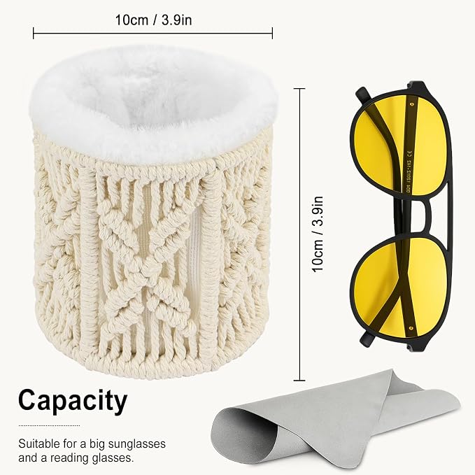 RayLove Glasses Holder for Nightstand, Boho Decor Eyeglass Case, Plush Lined - Image 6