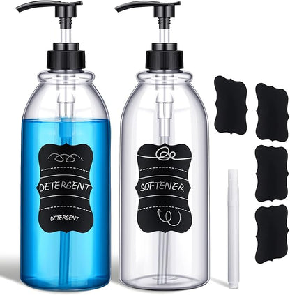 2 Pack 34 oz Clear Plastic Pump Bottles Dispenser Lotion Liquid Hand Empty by Cunhill