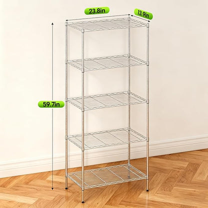 BestOffice | 5-Tier Wire Storage Shelves | 14 x 24 x 60 | Chrome | - Image 3