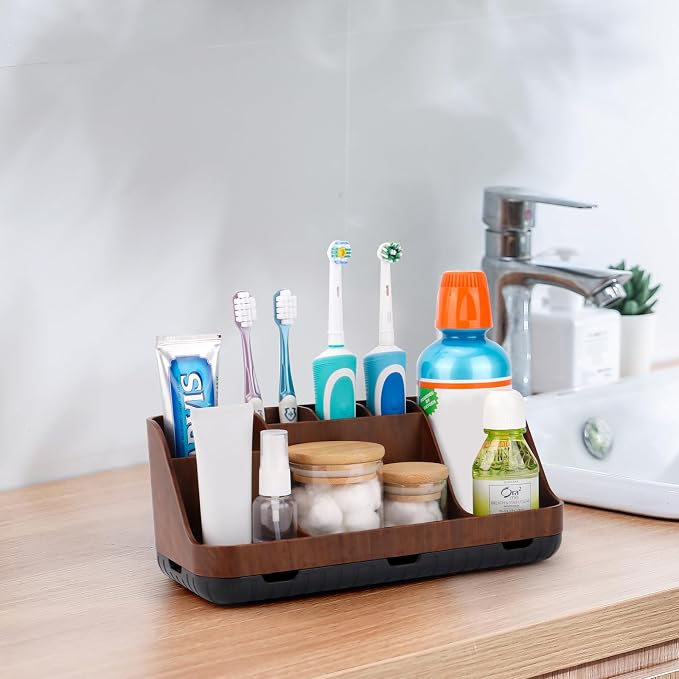 Wood Toothbrush Holders for Bathrooms Countertop Organizer - Image 2