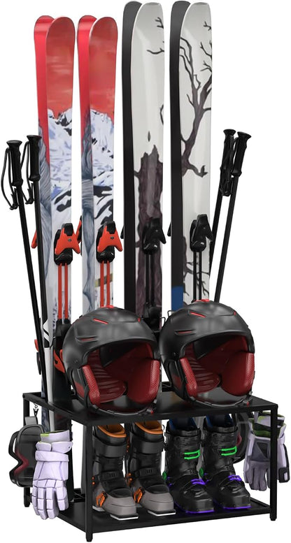 Freestanding Ski Holders for 4Pairs of Skis Ski Boot, Helmet and More, Storage by Unknown