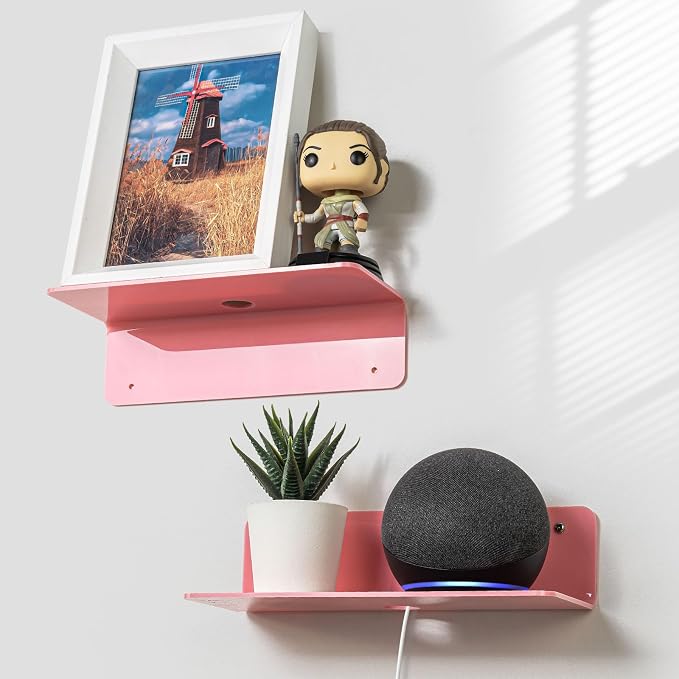 OAPRIRE Pink Acrylic Floating Shelves Set of 2 by OAPRIRE