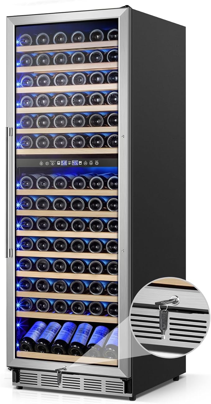 Wine Cooler Refrigerator 24 Inch, 180 Bottles Large Wine Fridge Dual Zones by FoMup