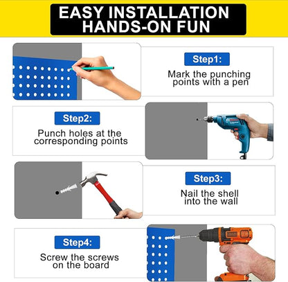 Metal Pegboard Panels 24" x 12" 4 Pack Heavy Duty Steel Pegboard Wall Organizer - Image 6