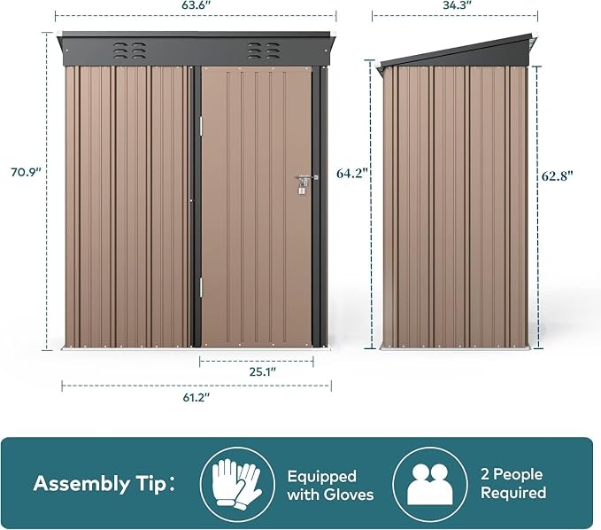 Gizoon 5' x 3' Outdoor Storage Shed - Image 8