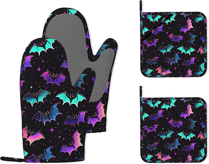 Magic Bat Heat-Resistant Silicone Oven Mitts and Pot Holders, Long Oven Gloves by Unknown