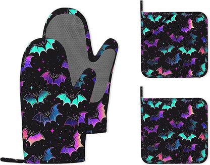 Magic Bat Heat-Resistant Silicone Oven Mitts and Pot Holders, Long Oven Gloves by Unknown