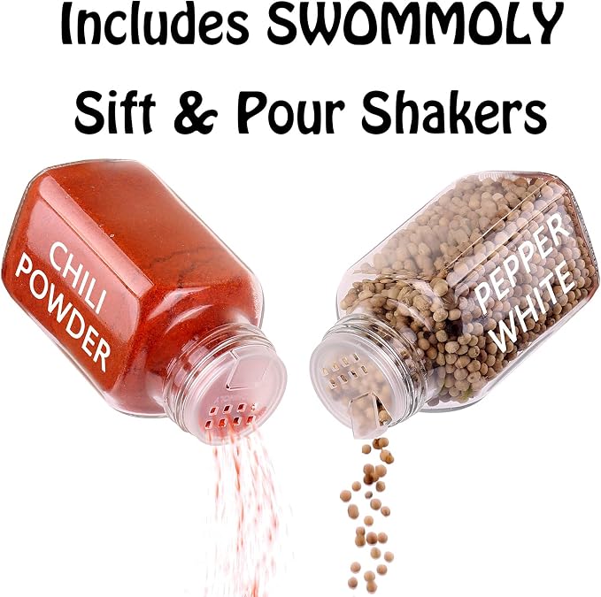 SWOMMOLY 25 Glass Spice Jars 6 oz Empty Square Spice Bottles - Image 5
