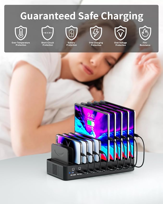 620W Charging Station for Multiple Devices, 10-Port USB C Fast Charger Station - Image 6