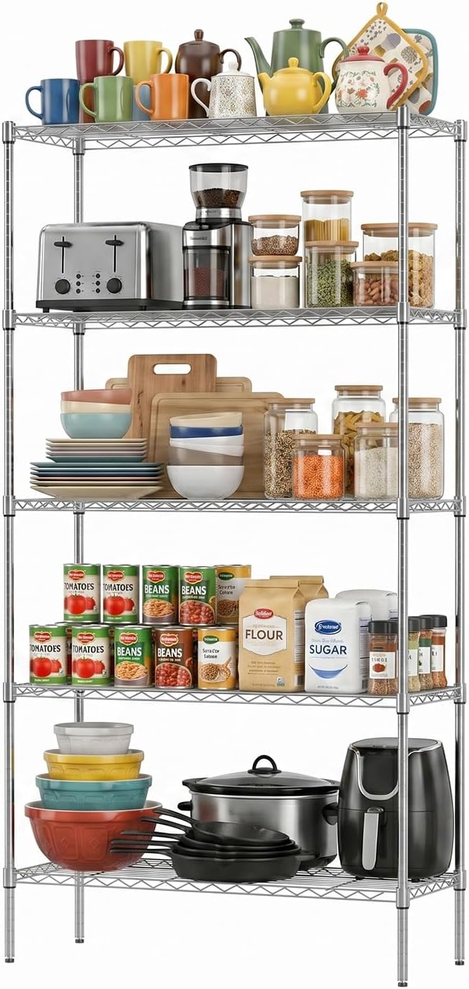 FDW | 5-Tier Wire Shelf | 36" x 14" x 72" | Chrome | Storage Shelves by FDW