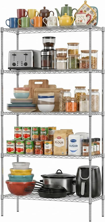 FDW | 5-Tier Wire Shelf | 36" x 14" x 72" | Chrome | Storage Shelves by FDW