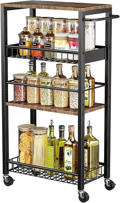 Slim Rolling Storage Cart, 4 Tier Narrow Storage Cart, 9.1in | Metal Kitchen - Image 8