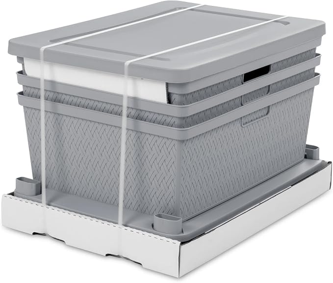 Gray Wide Storage Tower, 3 Drawer Plastic Organizer - Image 4