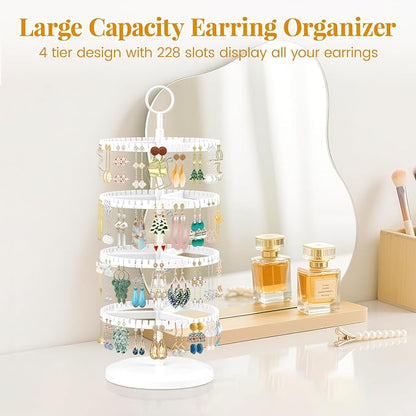 EsLuker.ly Earring Holder Organizer Rotating Stud Display Tree Rack, 4 Tier | - Image 3