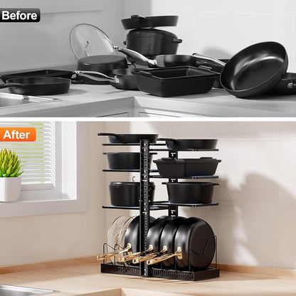 LAMU Pots and Pans Organizer under Cabinet, Adjustable Height Up to 24'' - Image 8