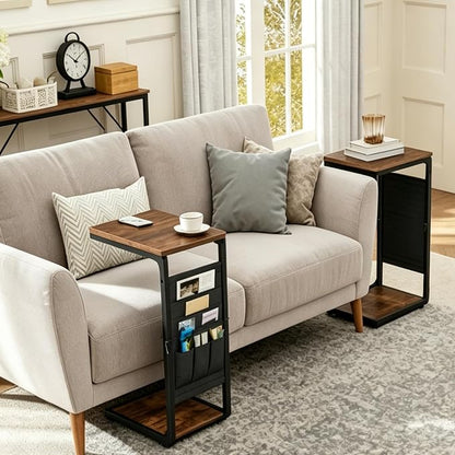 TV Trays Set of 2, TV Tables for Eating Dinner Tray Snack Couch Side Table Wood - Image 2