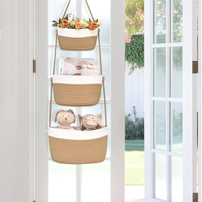Hanging Basket, 3-Tier Woven Wall Basket - Image 3