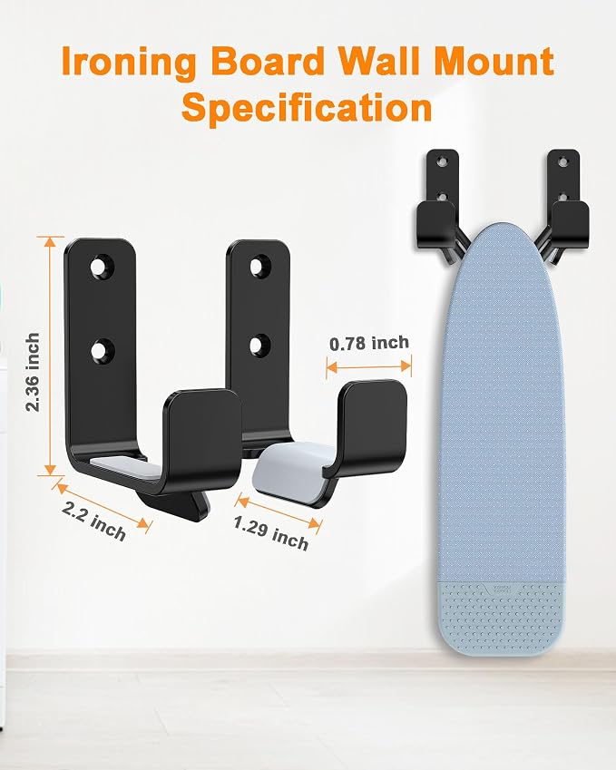 Ironing Board Wall Mount, Stainless Steel Ironing Board Hanger - Image 4