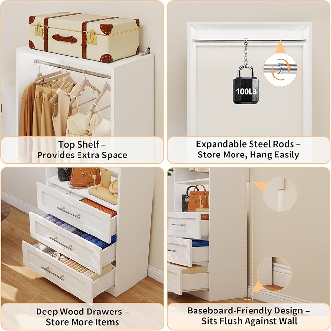 Closet System Sets of 4, 8FT-21FT Customizable Closet Organizer System - Image 5