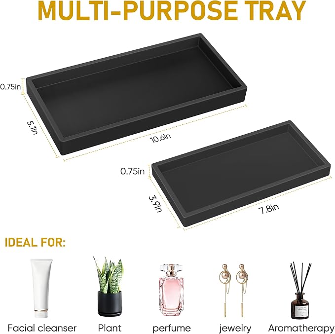 Bathroom Counter Tray, EG-SIPRO High-Grade Thickened Silicone Bathroom Vanity - Image 5