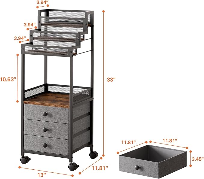 Display Riser Stand Perfume Cologne Organizer, 13in Rolling Makeup Storage Cart - Image 5