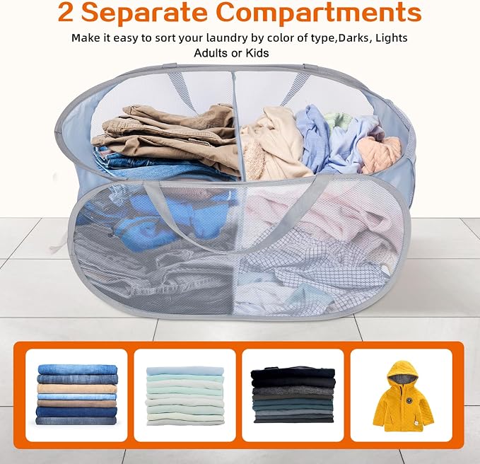 Sturdy Collapsible Laundry Baskets, Foldable Pop Up Laundry Hamper, Durable 2 - Image 3