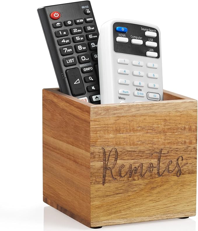DRASTAR Remote Control Holder, Wood TV Remote Holder, Remote Storage Caddy by EnhanceYourDailyLife