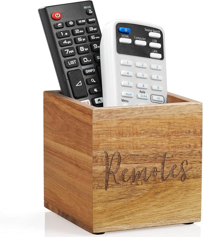 DRASTAR Remote Control Holder, Wood TV Remote Holder, Remote Storage Caddy by EnhanceYourDailyLife