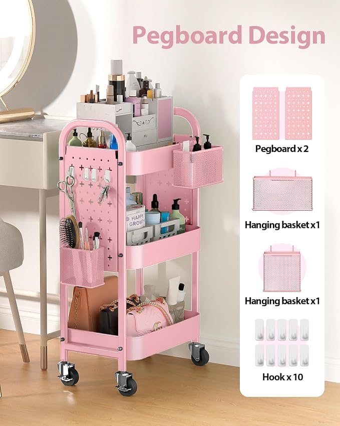 ALVOROG 3 Tier Rolling Cart - Image 2
